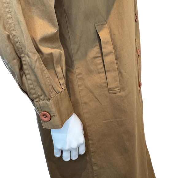 MILLE Renata Ruffle Trench Coat S Almond Tan Vintage-Inspired Lightweight - Picture 6 of 10